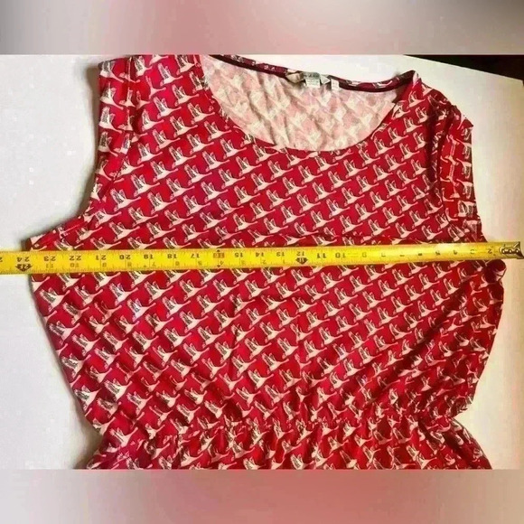 Boden Red Geese print Geometric Modal Tank Dress Size 18Long - Picture 6 of 8